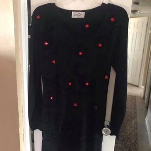 Sweater material long sleeve dress